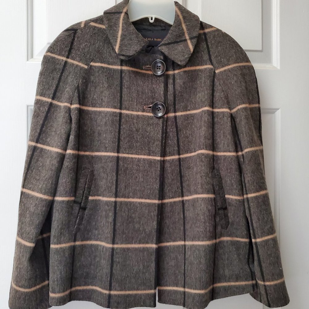 ZARA Gray Plaid Jacket - Like New - Medium